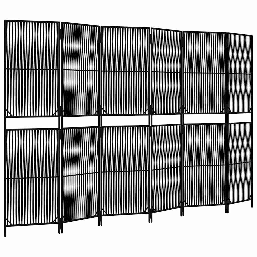 Divisorio per Ambienti a 6 Pannelli Nero in Polyrattan | homemem39