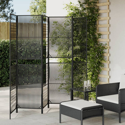 Divisorio per Ambienti a 6 Pannelli Nero in Polyrattan - homemem39