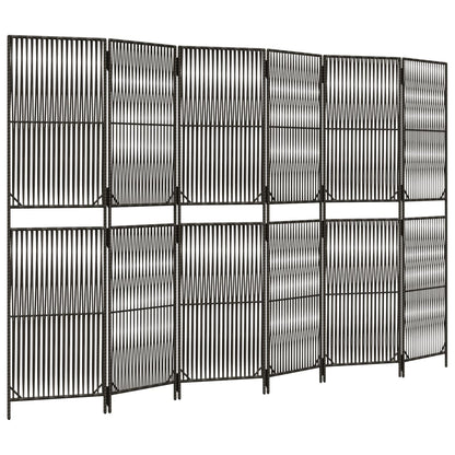 Divisorio per Ambienti a 6 Pannelli Grigio in Polyrattan - homemem39