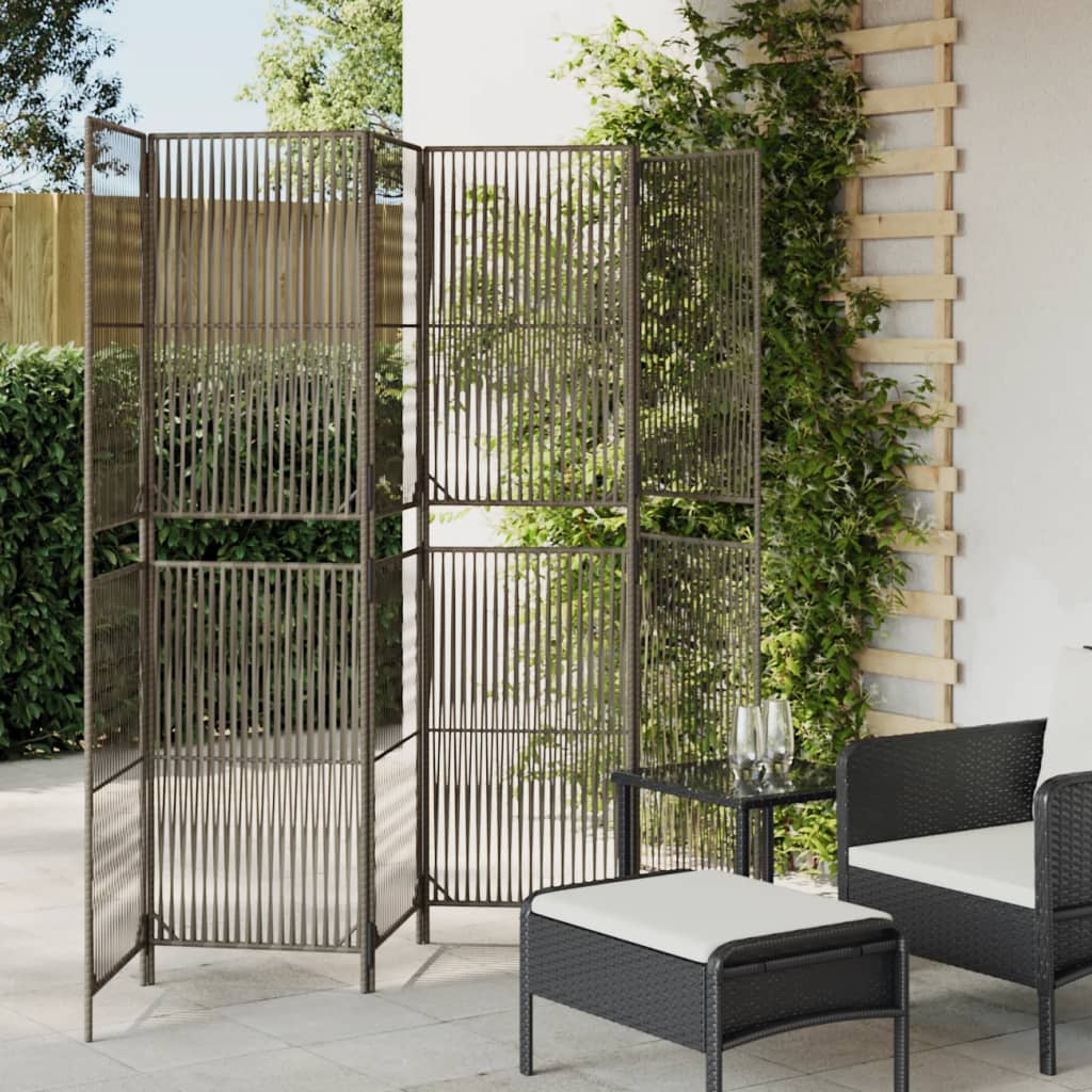 Divisorio per Ambienti a 6 Pannelli Grigio in Polyrattan | homemem39