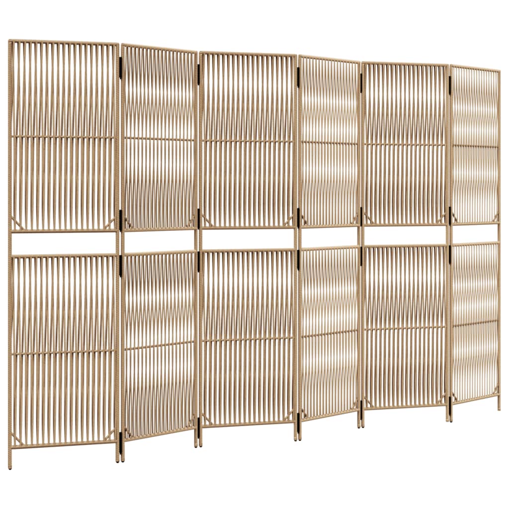 Divisorio per Ambienti a 6 Pannelli Beige in Polyrattan | homemem39