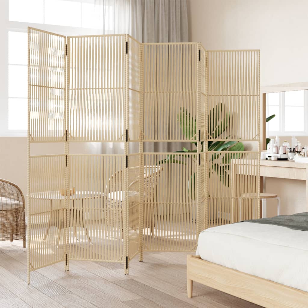 Divisorio per Ambienti a 6 Pannelli Beige in Polyrattan | homemem39