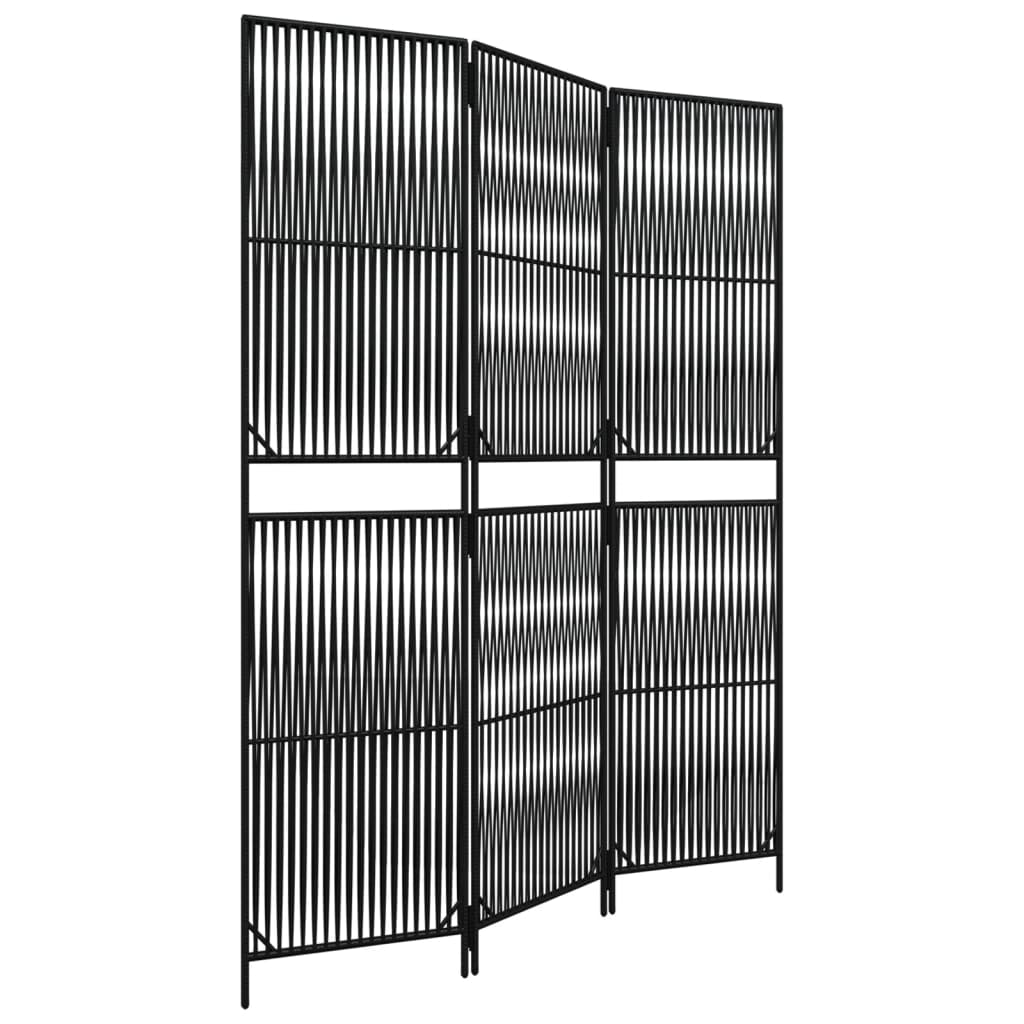 Divisorio per Ambienti a 3 Pannelli Nero in Polyrattan - homemem39