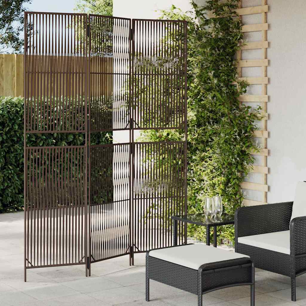 Divisorio per Ambienti a 3 Pannelli Marrone in Polyrattan | homemem39