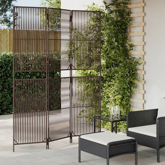 Divisorio per Ambienti a 3 Pannelli Marrone in Polyrattan - homemem39