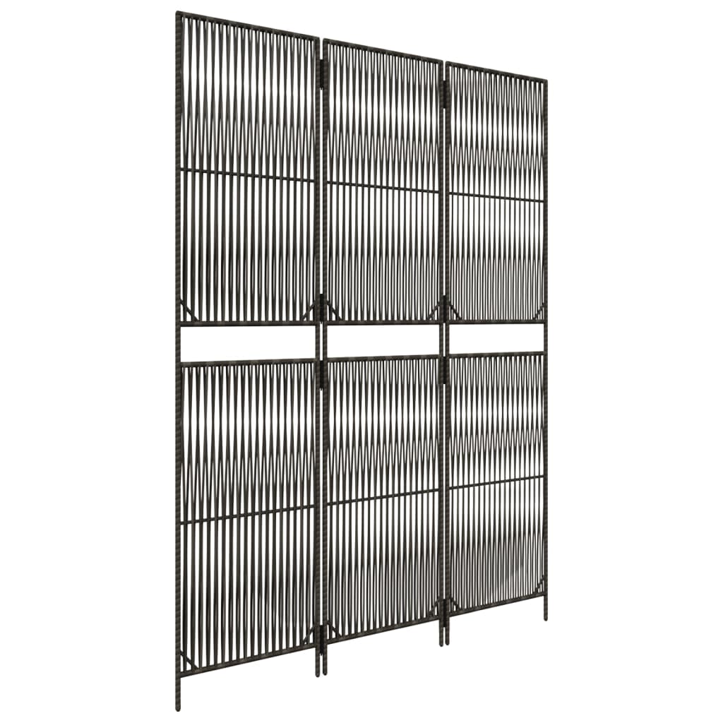 Divisorio per Ambienti a 3 Pannelli Grigio in Polyrattan - homemem39