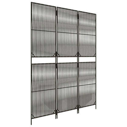 Divisorio per Ambienti a 3 Pannelli Grigio in Polyrattan - homemem39