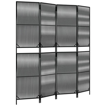 Divisorio per Ambienti a 4 Pannelli Nero in Polyrattan | homemem39