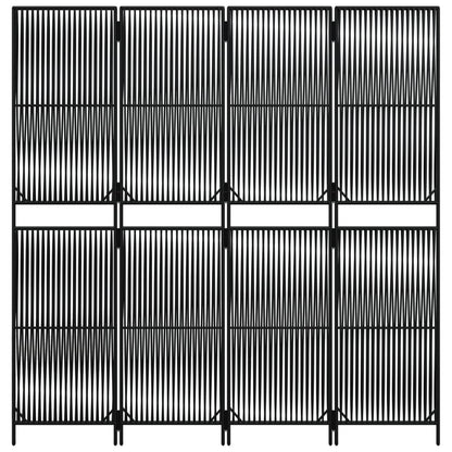 Divisorio per Ambienti a 4 Pannelli Nero in Polyrattan | homemem39