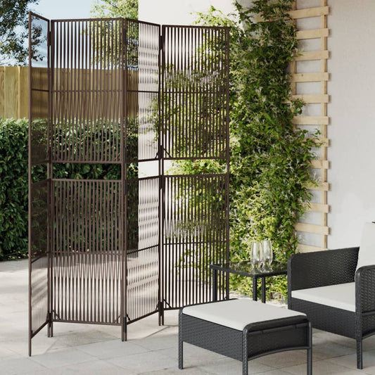 Divisorio per Ambienti a 4 Pannelli Marrone in Polyrattan - homemem39
