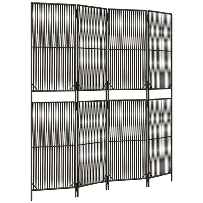 Divisorio per Ambienti a 4 Pannelli Grigio in Polyrattan | homemem39