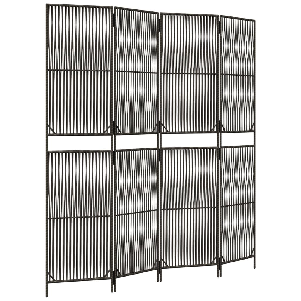 Divisorio per Ambienti a 4 Pannelli Grigio in Polyrattan - homemem39