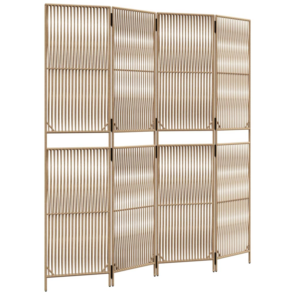 Divisorio per Ambienti a 4 Pannelli Beige in Polyrattan - homemem39