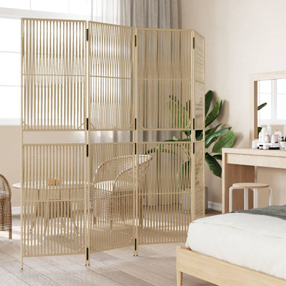 Divisorio per Ambienti a 4 Pannelli Beige in Polyrattan | homemem39