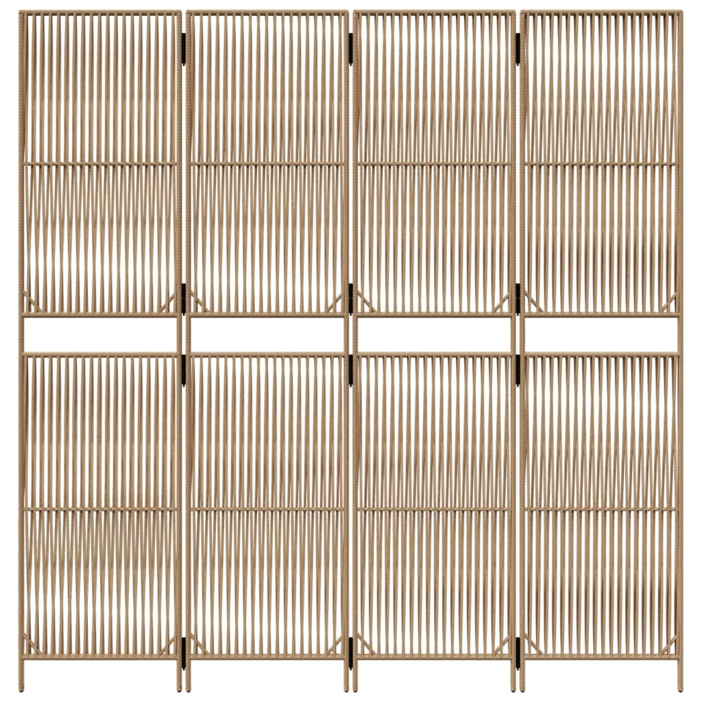 Divisorio per Ambienti a 4 Pannelli Beige in Polyrattan - homemem39