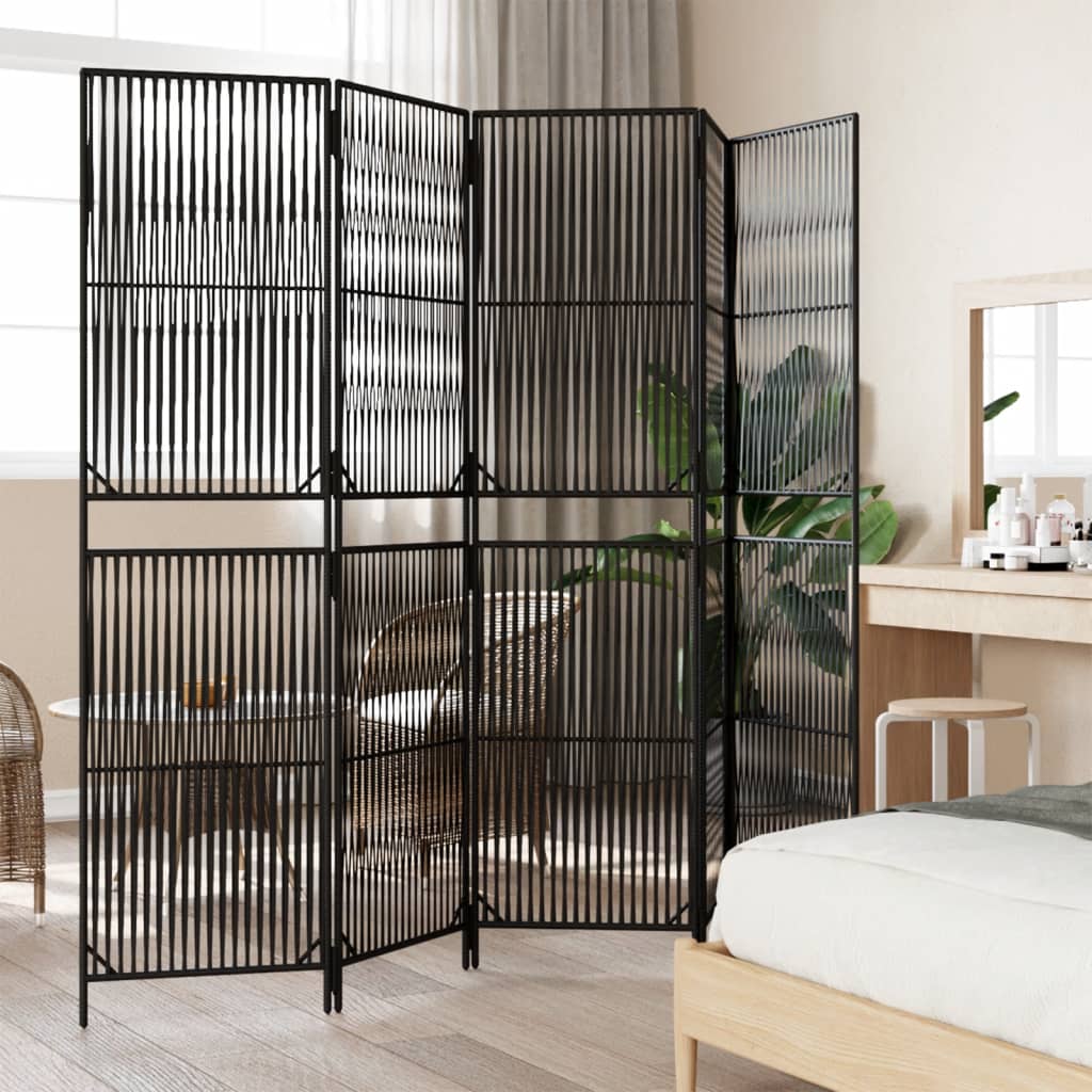 Divisorio per Ambienti a 5 Pannelli Nero in Polyrattan | homemem39