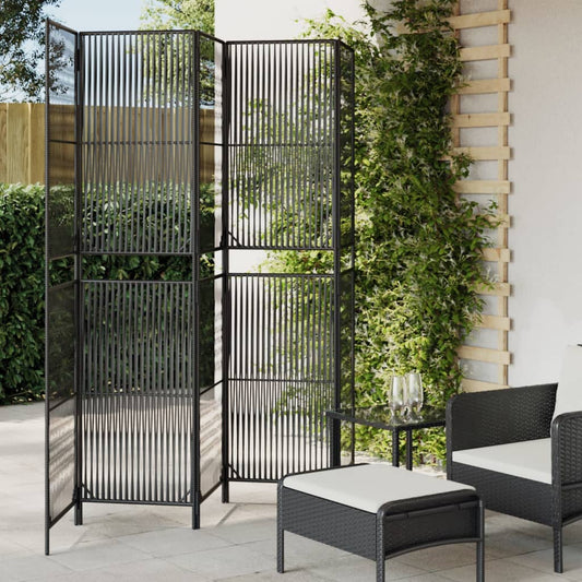 Divisorio per Ambienti a 5 Pannelli Nero in Polyrattan - homemem39