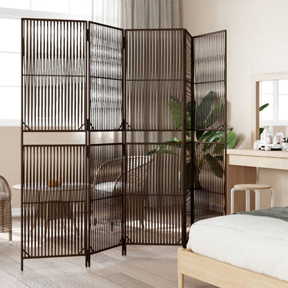 Divisorio per Ambienti a 5 Pannelli Marrone in Polyrattan | homemem39
