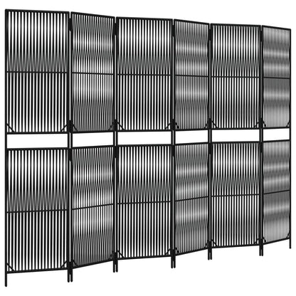 Divisorio per Ambienti a 6 Pannelli Nero in Polyrattan - homemem39