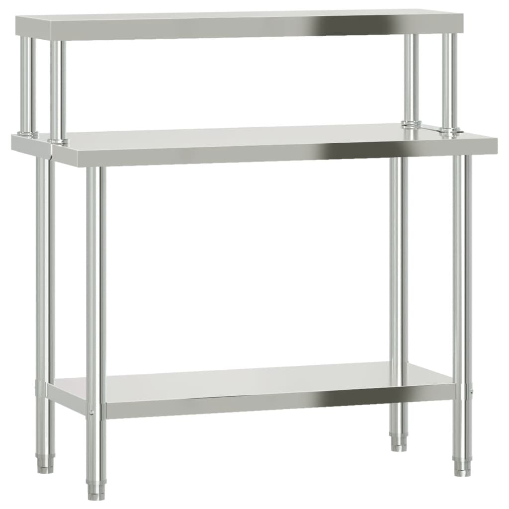 Tavolo Lavoro Cucina con Ripiano 110x55x120 cm Acciaio Inox