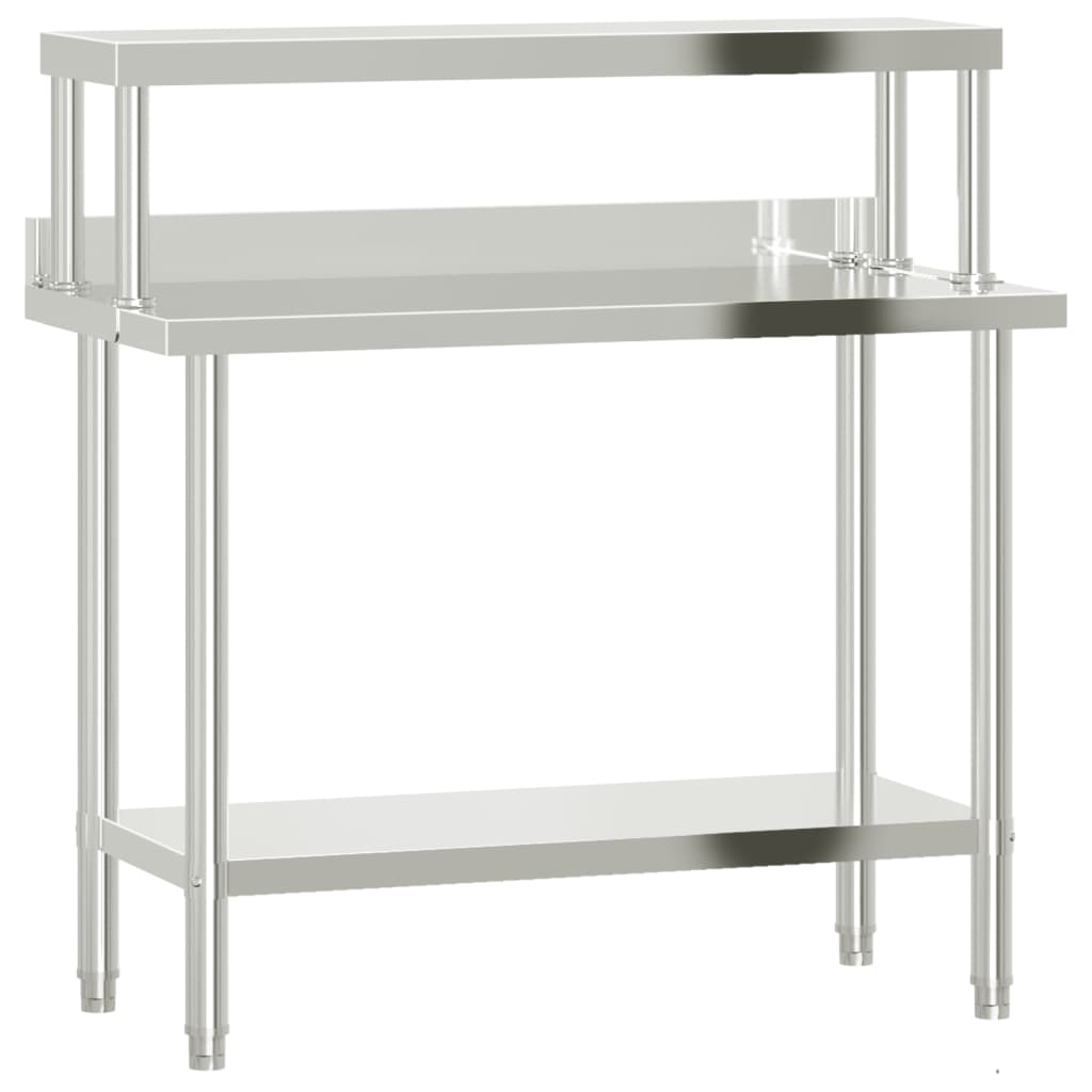 Tavolo Lavoro Cucina con Ripiano 110x55x120 cm Acciaio Inox | homemem39
