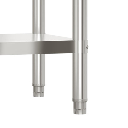Tavolo Lavoro Cucina con Ripiano 110x55x120 cm Acciaio Inox | homemem39