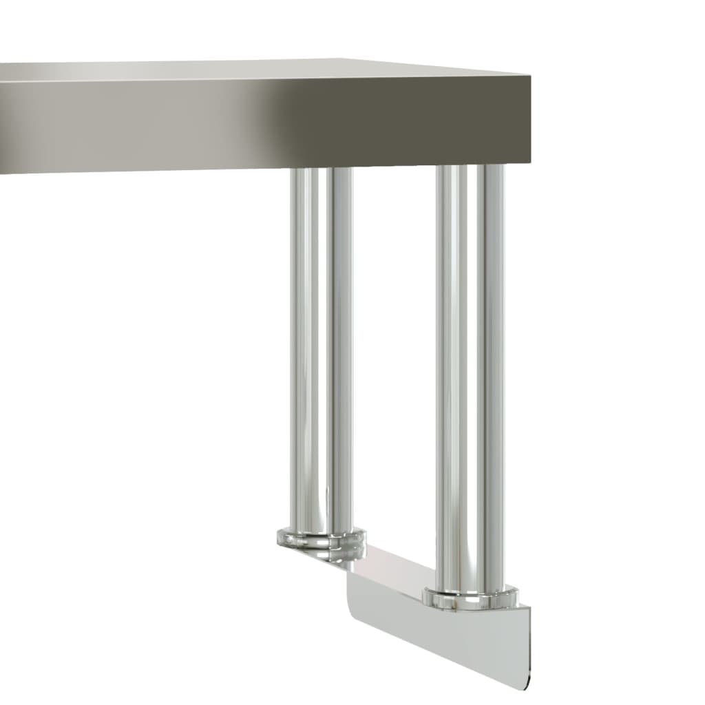 Tavolo Lavoro Cucina con Ripiano 110x55x120 cm Acciaio Inox | homemem39