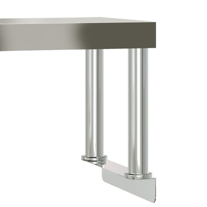 Tavolo Lavoro Cucina con Ripiano 110x55x120 cm Acciaio Inox | homemem39