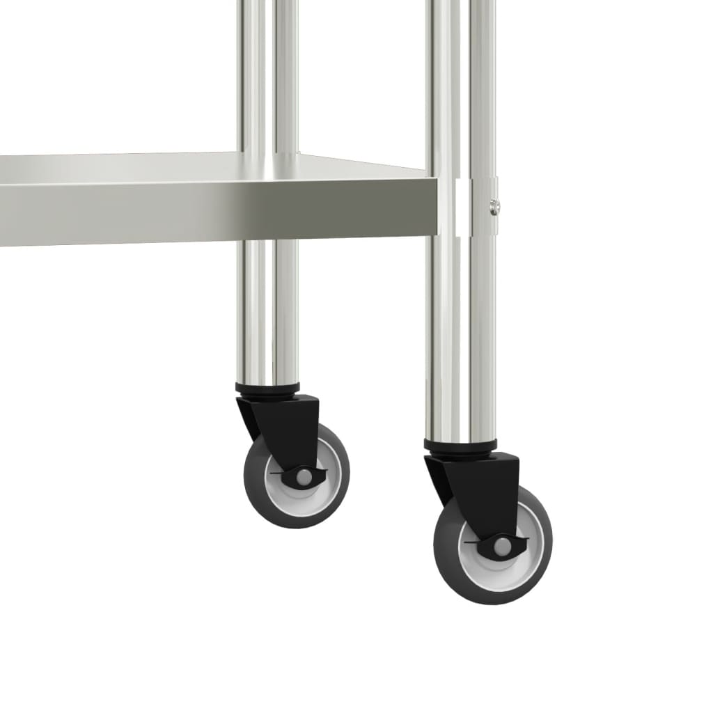Tavolo Lavoro Cucina con Ripiano 110x55x120 cm Acciaio Inox