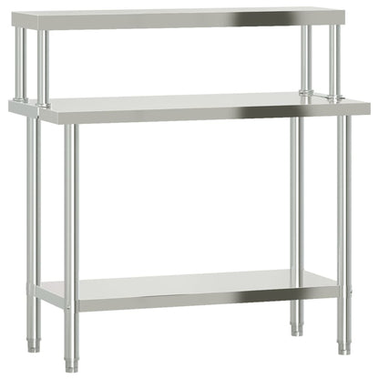 Tavolo Lavoro Cucina con Ripiano 110x55x120 cm Acciaio Inox