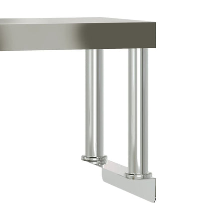 Tavolo Lavoro Cucina con Ripiano 110x55x120 cm Acciaio Inox | homemem39