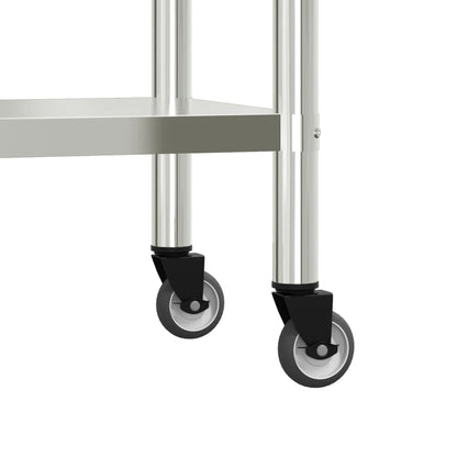 Tavolo Lavoro Cucina con Ripiano 110x55x120 cm Acciaio Inox | homemem39