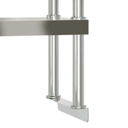 Tavolo Lavoro Cucina con Ripiano 110x55x150 cm Acciaio Inox | homemem39