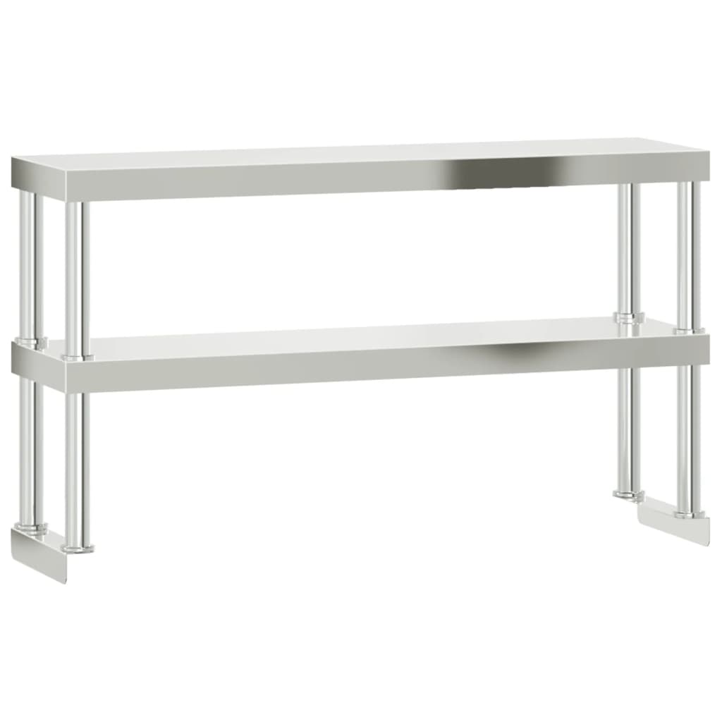 Tavolo Lavoro Cucina con Ripiano 110x55x150 cm Acciaio Inox | homemem39