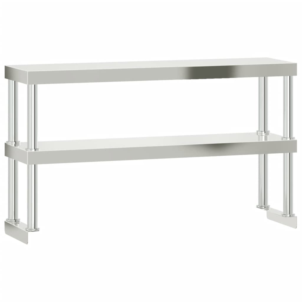 Tavolo Lavoro Cucina con Ripiano 110x55x150 cm Acciaio Inox | homemem39
