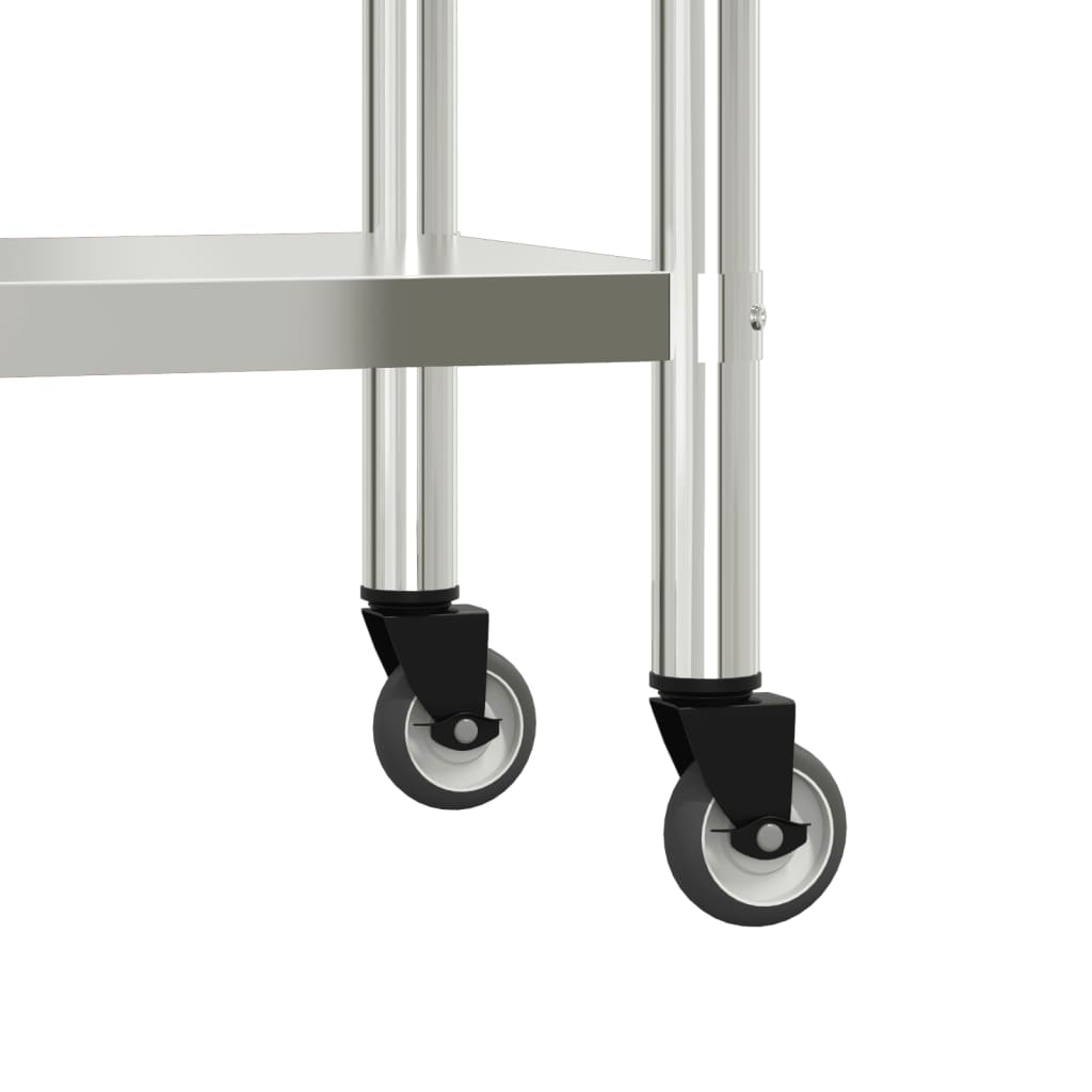 Tavolo Lavoro Cucina con Ripiano 110x55x150 cm Acciaio Inox | homemem39