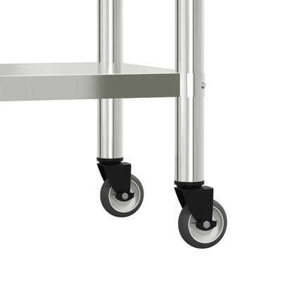Tavolo Lavoro Cucina con Ripiano 110x55x150 cm Acciaio Inox | homemem39