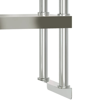 Tavolo Lavoro Cucina con Ripiano 110x55x150 cm Acciaio Inox | homemem39