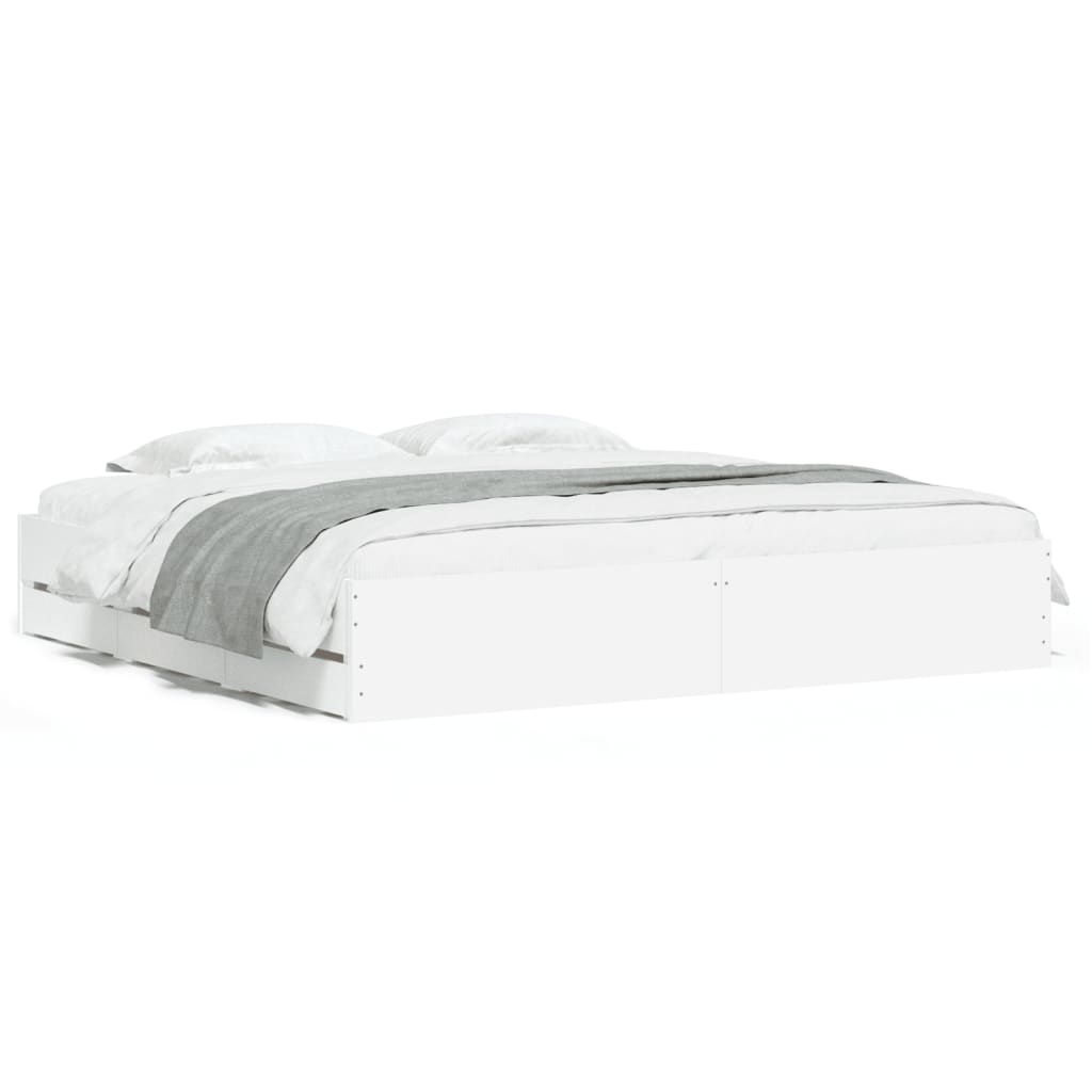 Giroletto con Cassetti Bianco 200x200 cm in Legno Multistrato | homemem39