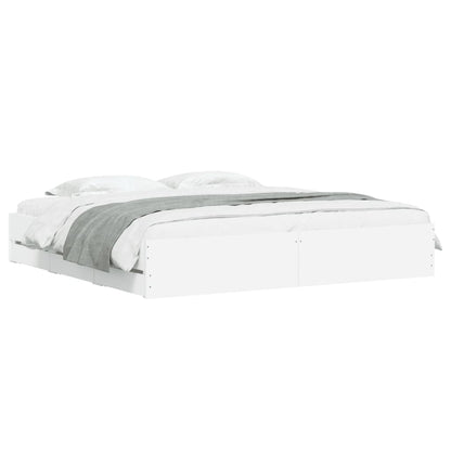 Giroletto con Cassetti Bianco 200x200 cm in Legno Multistrato | homemem39