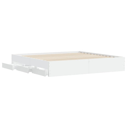 Giroletto con Cassetti Bianco 200x200 cm in Legno Multistrato | homemem39