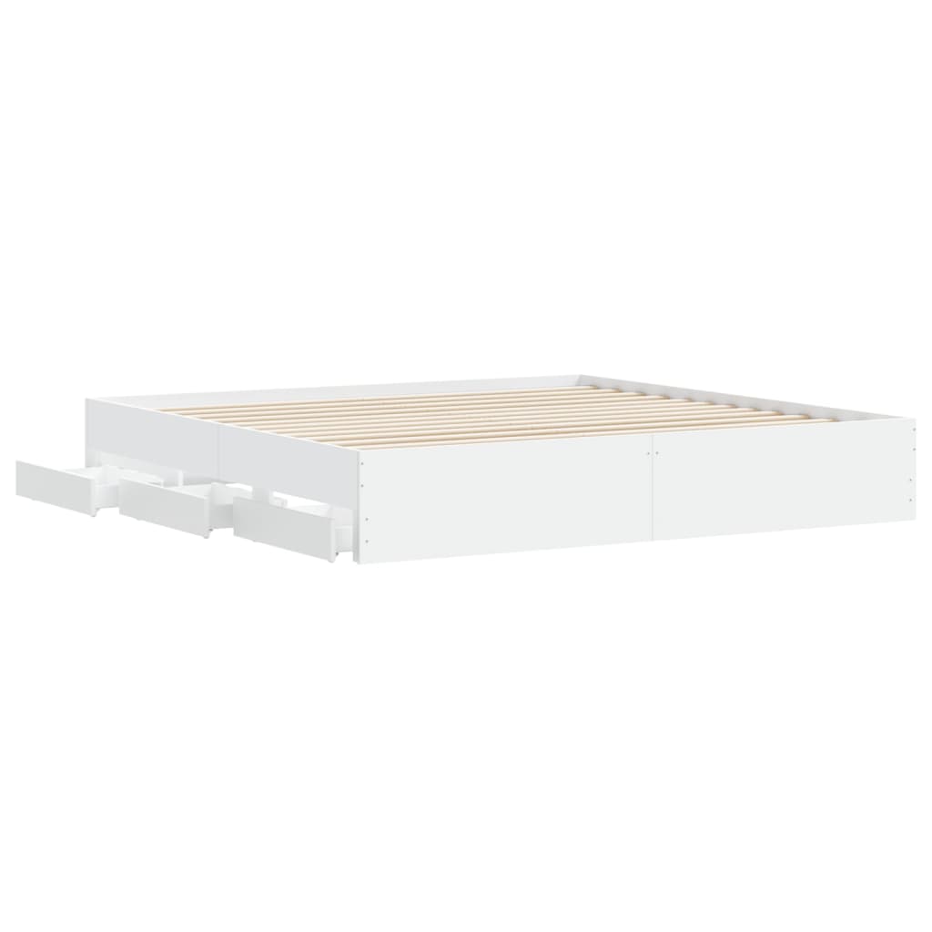 Giroletto con Cassetti Bianco 180x200 cm in Legno Multistrato | homemem39