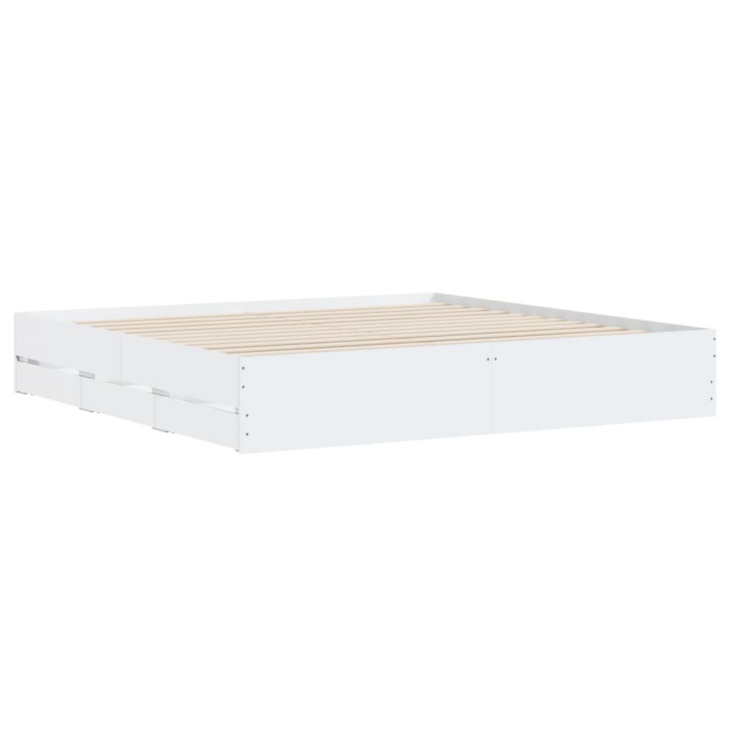 Giroletto con Cassetti Bianco 180x200 cm in Legno Multistrato | homemem39