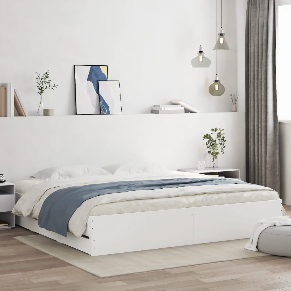 Giroletto con Cassetti Bianco 180x200 cm in Legno Multistrato | homemem39