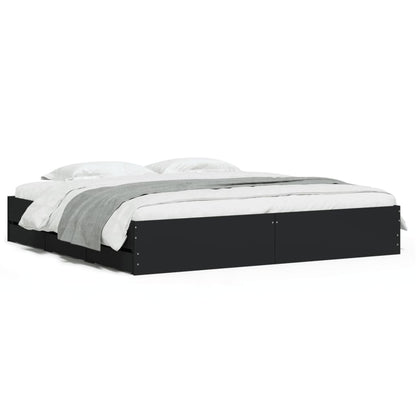 Giroletto con Cassetti Nero 180x200 cm in Legno Multistrato | homemem39