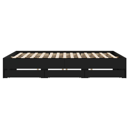 Giroletto con Cassetti Nero 180x200 cm in Legno Multistrato | homemem39