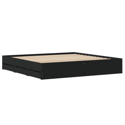 Giroletto con Cassetti Nero 180x200 cm in Legno Multistrato | homemem39
