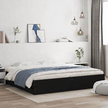 Giroletto con Cassetti Nero 180x200 cm in Legno Multistrato | homemem39