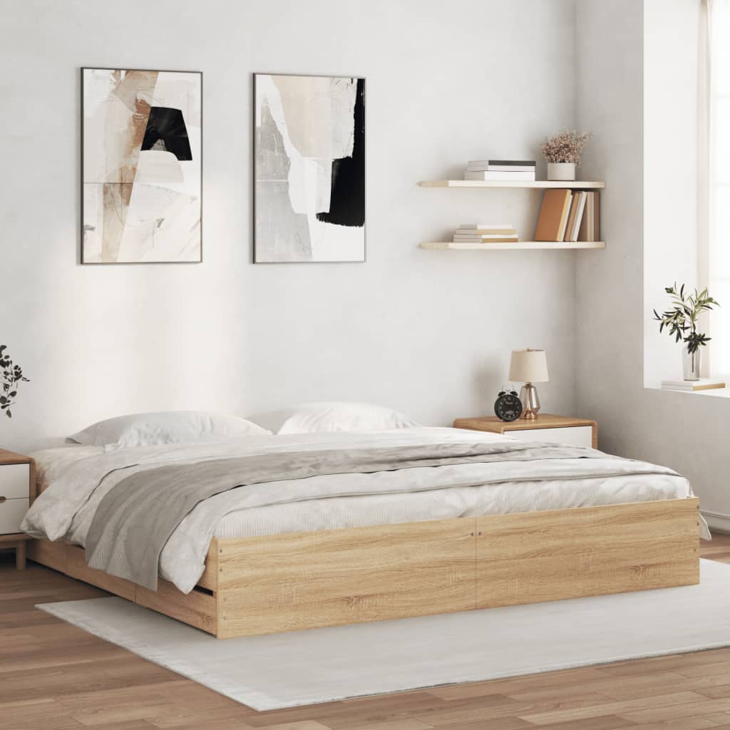 Giroletto Cassetti Rovere Sonoma 180x200 cm Legno Multistrato | homemem39