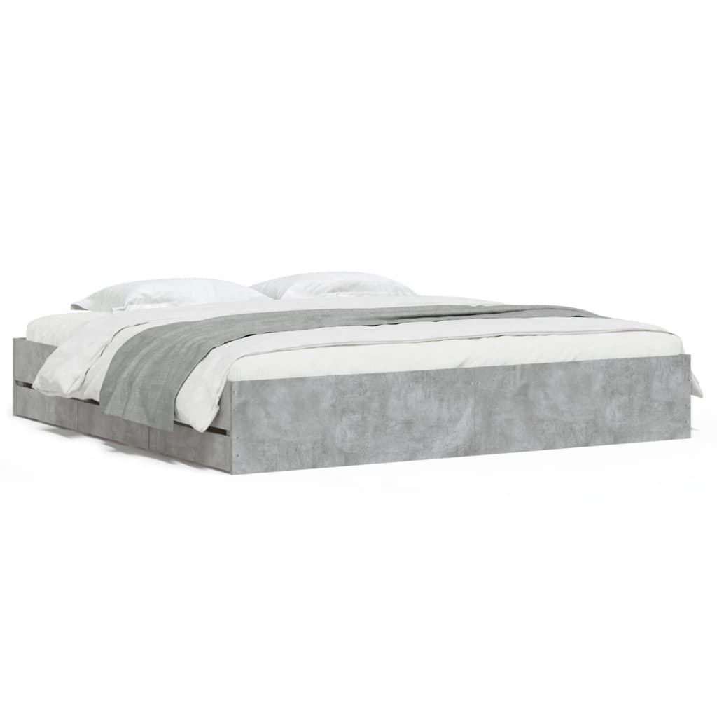 Giroletto Cassetti Grigio Cemento 180x200 cm Legno Multistrato | homemem39